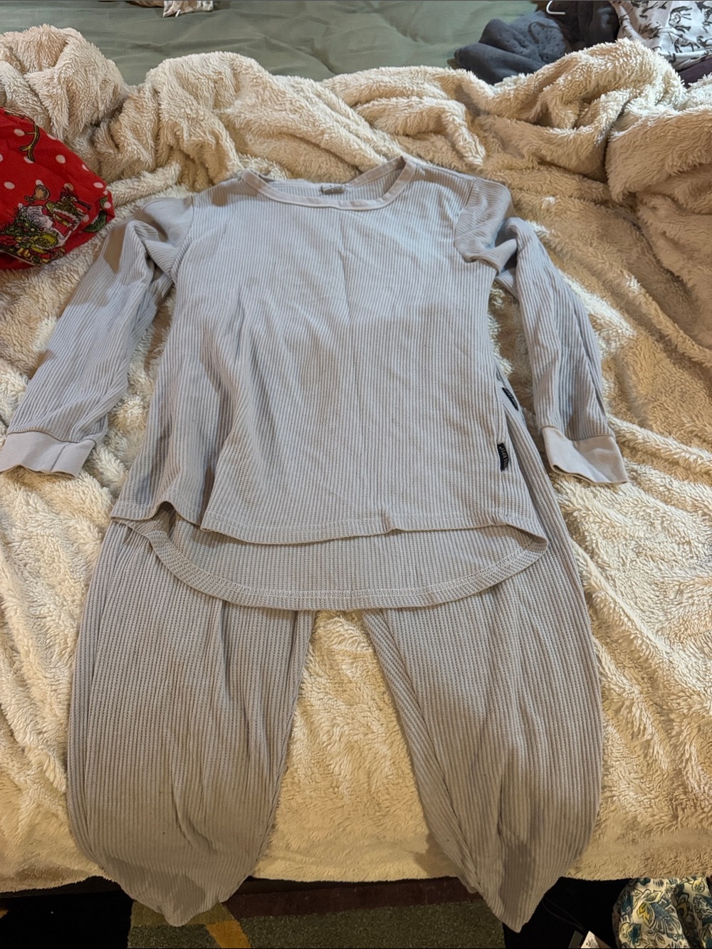 Little Bipsy Light Gray Ribbed Long Sleeve Pajama Set